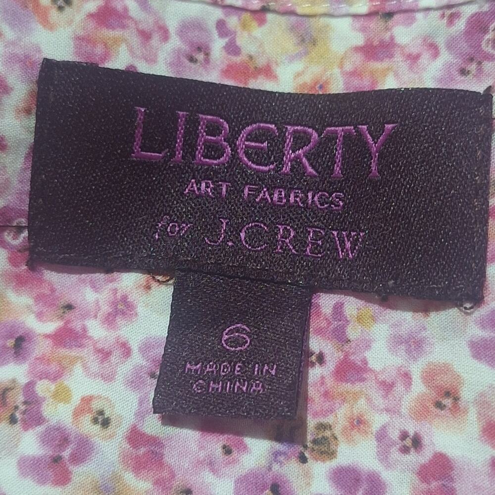 Liberty for J.Crew Shirt Women's Size 6 Pink Floral Classic Preppy Retro Cotton - Picture 2 of 5